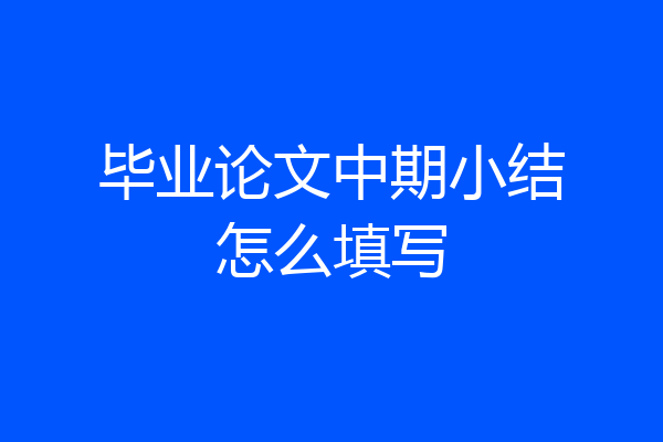 毕业论文中期小结怎么填写