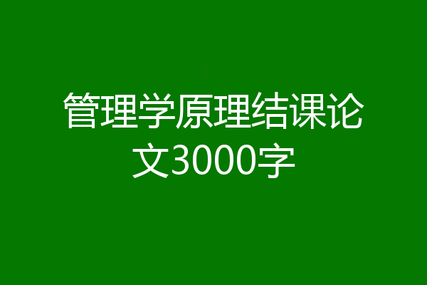 管理学原理结课论文3000字