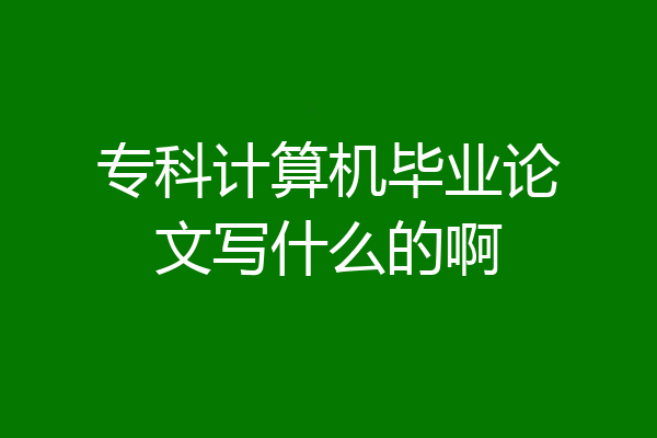 专科计算机毕业论文写什么的啊
