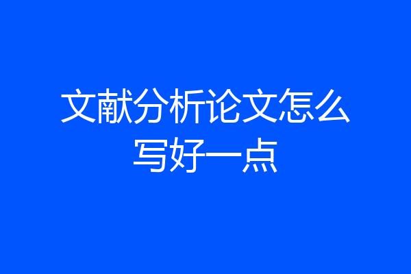 文献分析论文怎么写好一点