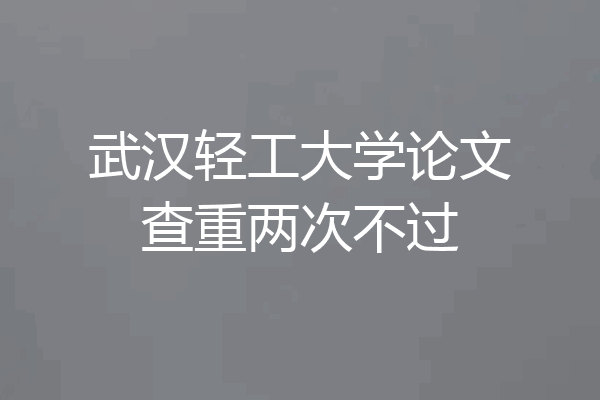 武汉轻工大学论文查重两次不过