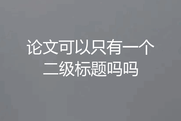 论文可以只有一个二级标题吗吗