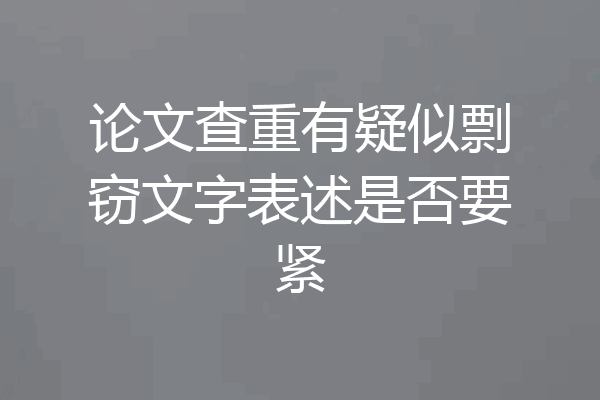 论文查重有疑似剽窃文字表述是否要紧