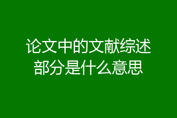 论文中的文献综述部分是什么意思
