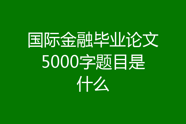 国际金融毕业论文5000字题目是什么