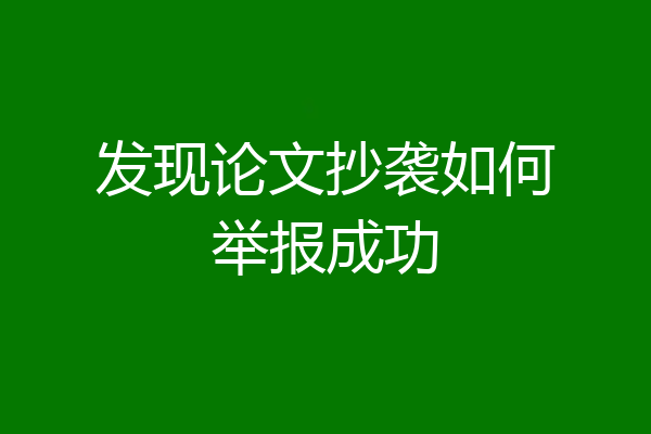 发现论文抄袭如何举报成功