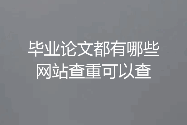 毕业论文都有哪些网站查重可以查