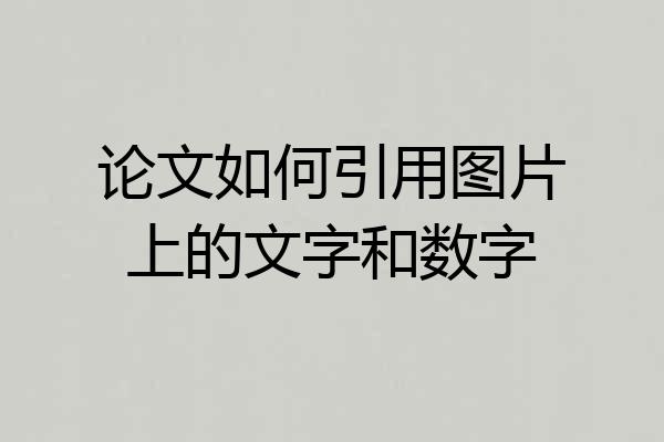 论文如何引用图片上的文字和数字