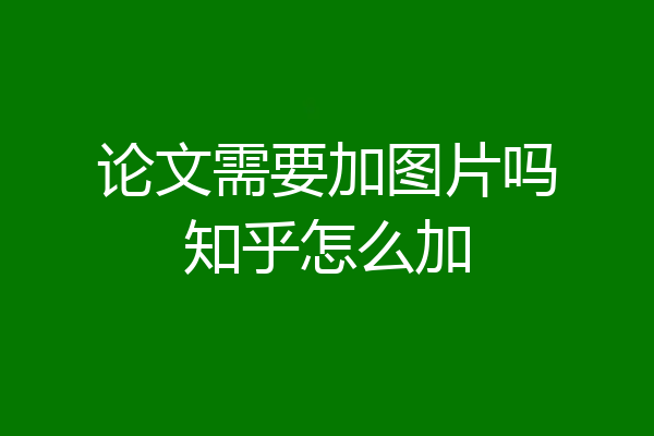 论文需要加图片吗知乎怎么加