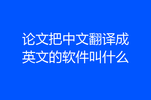 论文把中文翻译成英文的软件叫什么