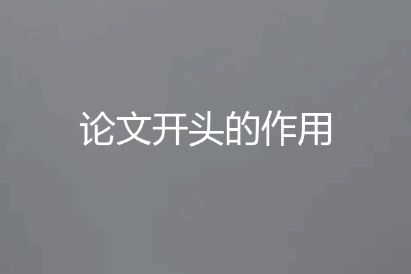 论文开头的作用