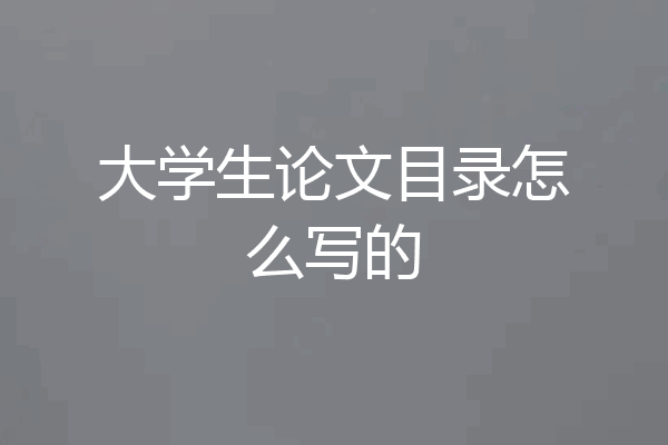 大学生论文目录怎么写的