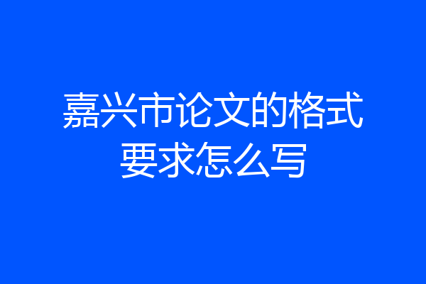 嘉兴市论文的格式要求怎么写