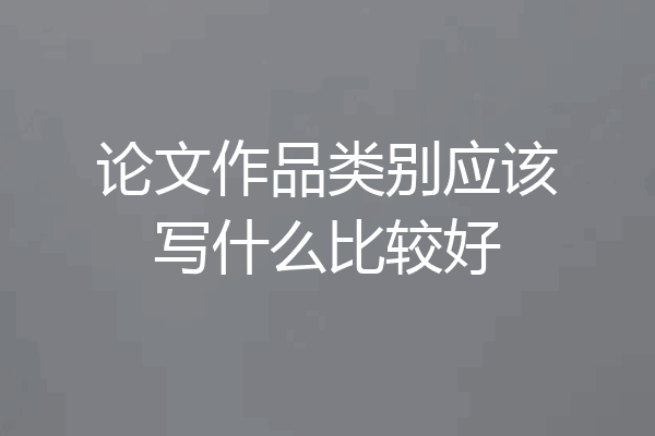 论文作品类别应该写什么比较好