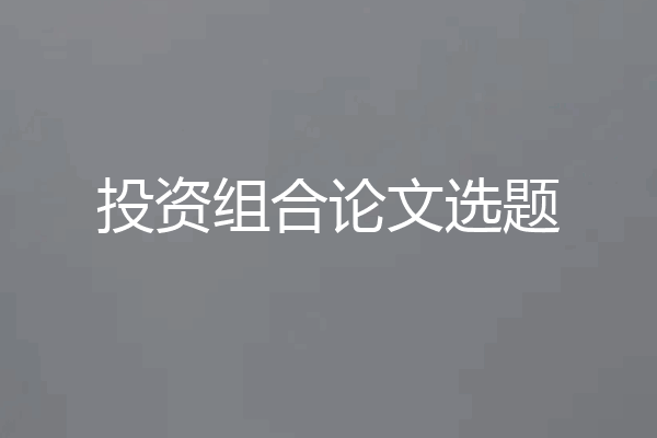 投资组合论文选题