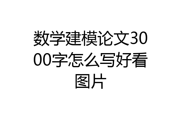 数学建模论文3000字怎么写好看图片