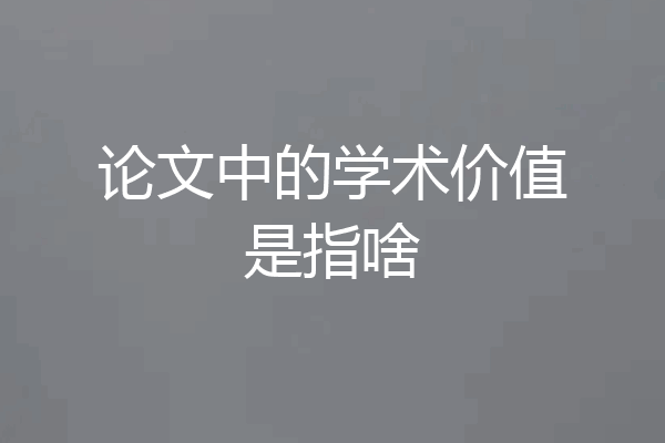 论文中的学术价值是指啥