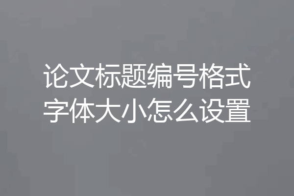 论文标题编号格式字体大小怎么设置