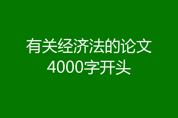 有关经济法的论文4000字开头