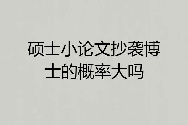 硕士小论文抄袭博士的概率大吗