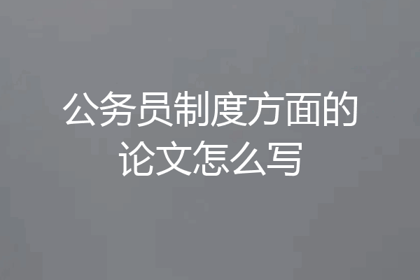 公务员制度方面的论文怎么写