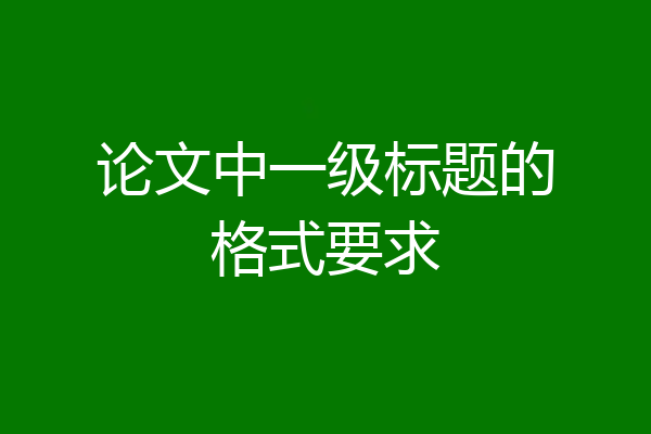 论文中一级标题的格式要求