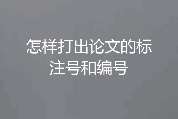 怎样打出论文的标注号和编号