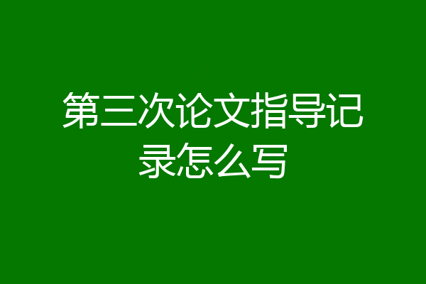 第三次论文指导记录怎么写