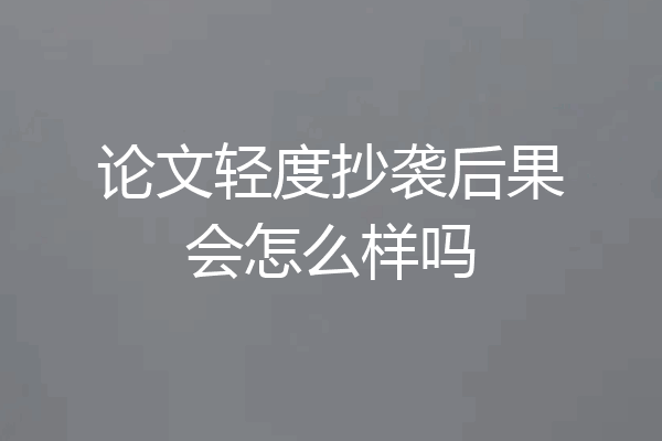 论文轻度抄袭后果会怎么样吗