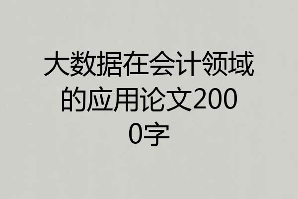 大数据在会计领域的应用论文2000字
