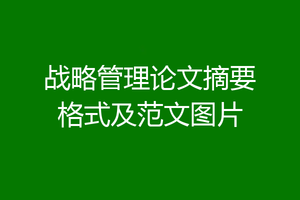 战略管理论文摘要格式及范文图片