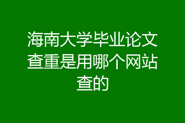 海南大学毕业论文查重是用哪个网站查的