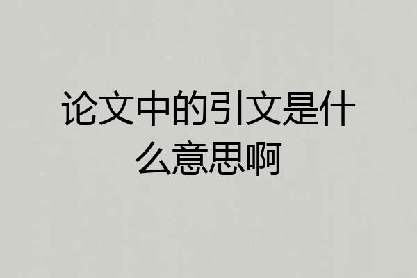 论文中的引文是什么意思啊