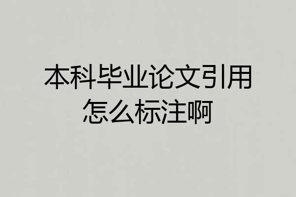 本科毕业论文引用怎么标注啊