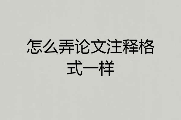 怎么弄论文注释格式一样