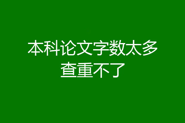 本科论文字数太多查重不了