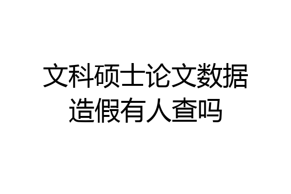 文科硕士论文数据造假有人查吗
