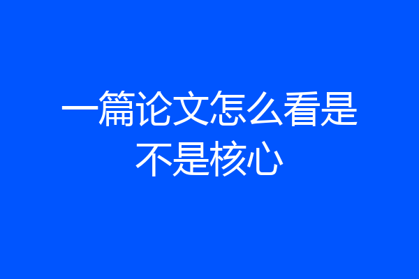 一篇论文怎么看是不是核心