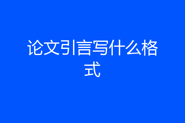 论文引言写什么格式