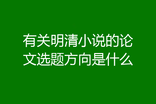 有关明清小说的论文选题方向是什么