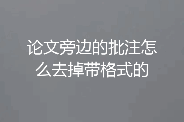 论文旁边的批注怎么去掉带格式的