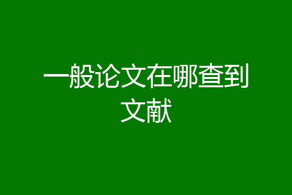 一般论文在哪查到文献