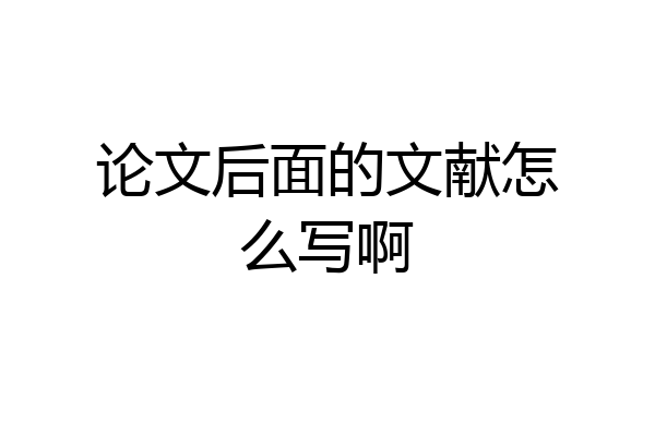 论文后面的文献怎么写啊