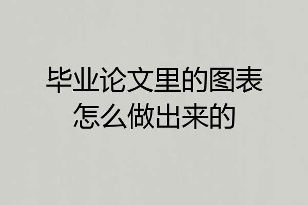 毕业论文里的图表怎么做出来的