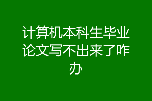 计算机本科生毕业论文写不出来了咋办
