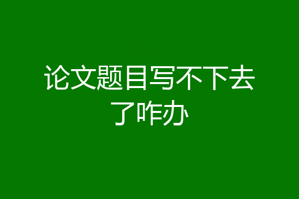 论文题目写不下去了咋办