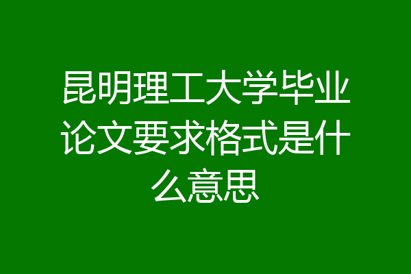 昆明理工大学毕业论文要求格式是什么意思