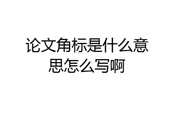 论文角标是什么意思怎么写啊