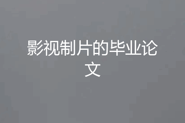 影视制片的毕业论文
