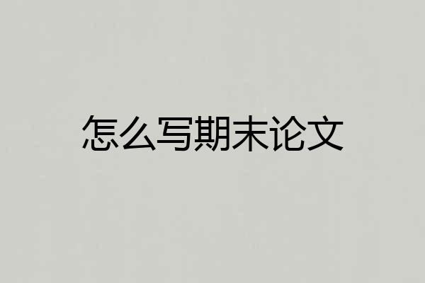 怎么写期末论文